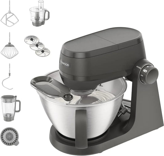 Kenwood 7Stufen KHC30.050GY Küchenmaschine, 4,3 L, 1000 W, leise, 44% leiser*, 1,7kg Teig, 4,3l Schüssel, 1,7 kg