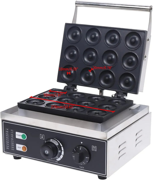 Donutmaschine, 34 × 27 × 23 cm, 1550 W, Donutmaker, Antihaftbeschichtung, Edelstahl