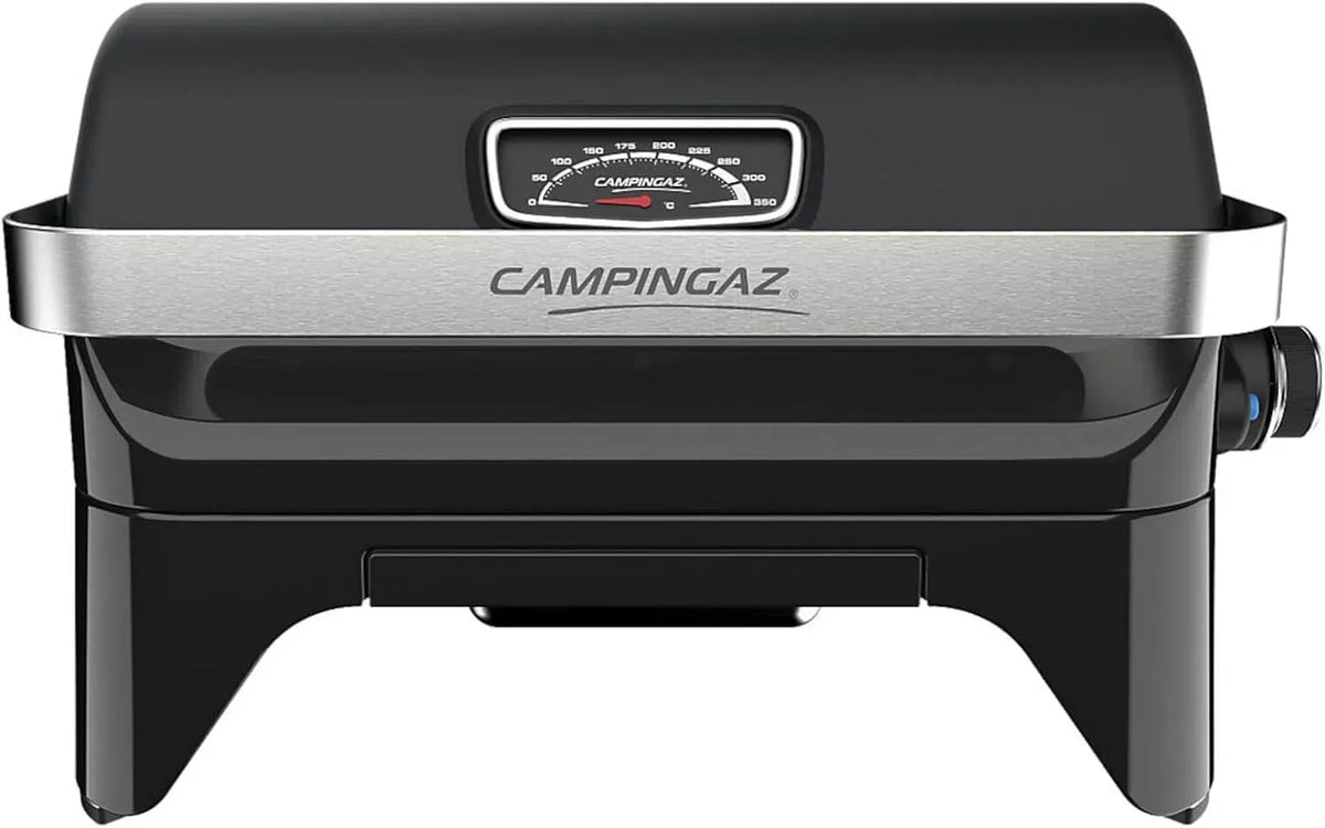 Attitude2go Gusseisen-Grill, Campinggrill, Balkongrill, Thermometer, Tischgrill, Gasgrill, elektrischer Tischgrill, Grill mit Gasbetrieb, tragbar