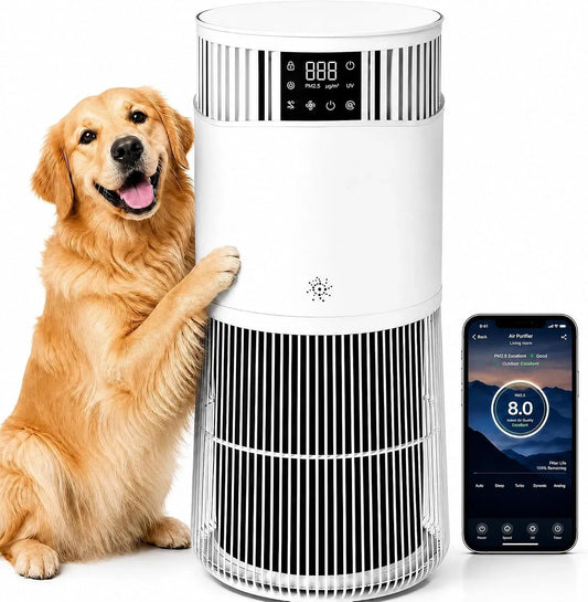 Luftreiniger CADR 490, 490 m³/h, 24 dB, Timer, Kindersicherung, leise, 24 dB Leiser Schlafmodus, Auto Und App, PM2,5 Anzeige, M³/h Für Bis Zu 50㎡