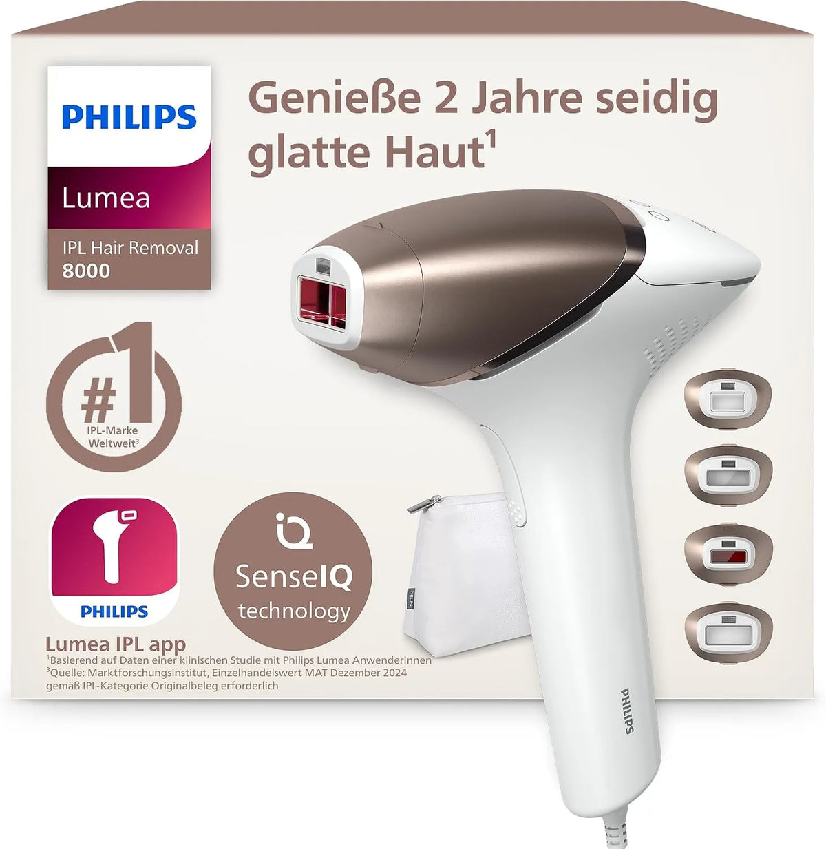 Philips IPL 8000 BRI948/00 kabellos, Alternative zur Laser-Haarentfernung, Lumea IPL 8000 Series, IPL Geräte Haarentfernung für bis zu 2 Jahre