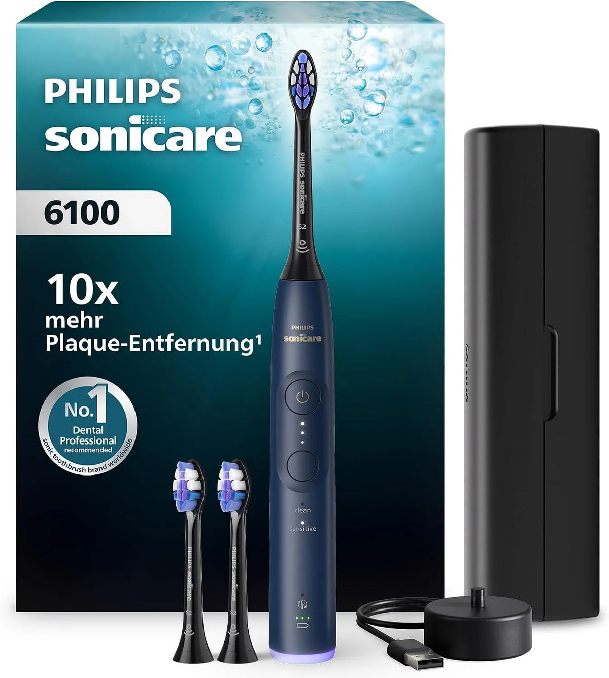 Philips Series 6100 HX7403/07 Drucksensor, Zahnbürste, Elektrozahnbürste, Timer, IPS-Panel