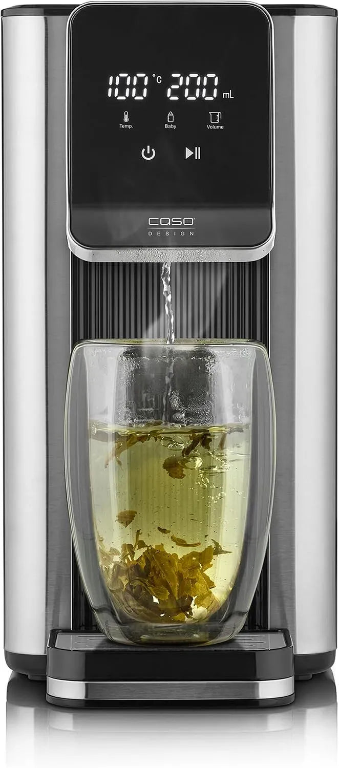 Caso Turbo-Heißwasserspender, Wasserfilter, Heißwasserbereiter, Trinkwasserfiltersystem, 2,5 L, 2600 W, 40 bis 100 °C, Edelstahl, für Tee