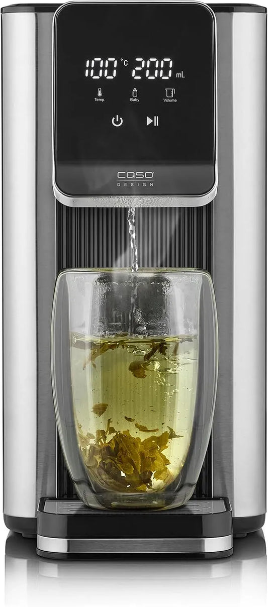 Caso Turbo-Heißwasserspender, Wasserfilter, Heißwasserbereiter, Trinkwasserfiltersystem, 2,5 L, 2600 W, 40 bis 100 °C, Edelstahl, für Tee