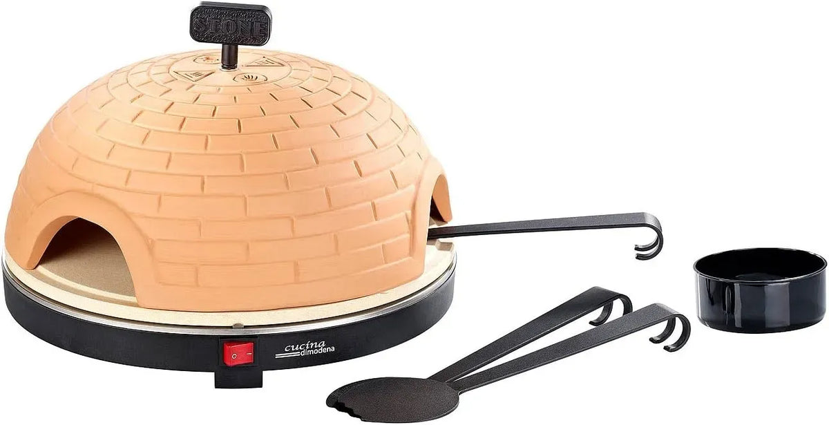 Elektrischer Pizzaofen, 40 cm, Schamottstein-Platte, 8 Personen