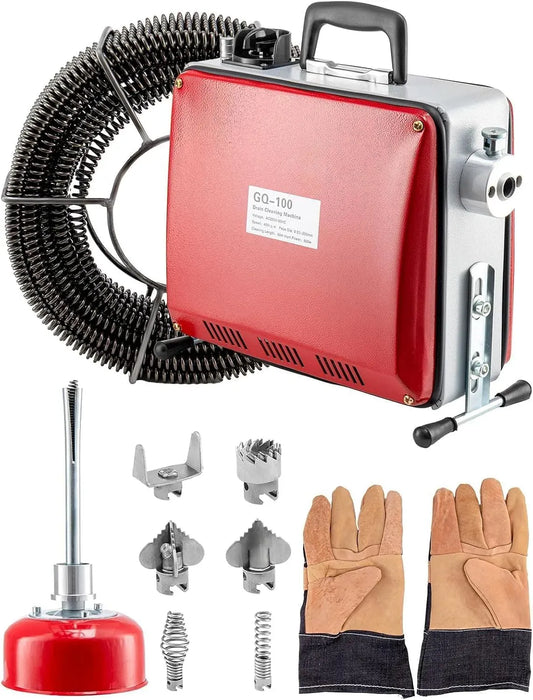 Rohrreinigungsmaschine, Abflussreiniger, Rohrreiniger, 500 W, 220 V, 200 mm, 10 mm, 16 mm, gewerblich, für Abfluss & Kanal Ø20–200 mm, ColdShine