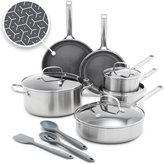 Backofen, Antihaftbeschichtung, GreenPan APEX Hybrid-Antihaft-Kochgeschirr-Set, PFAS-freie Keramik-Töpfe und Pfannen