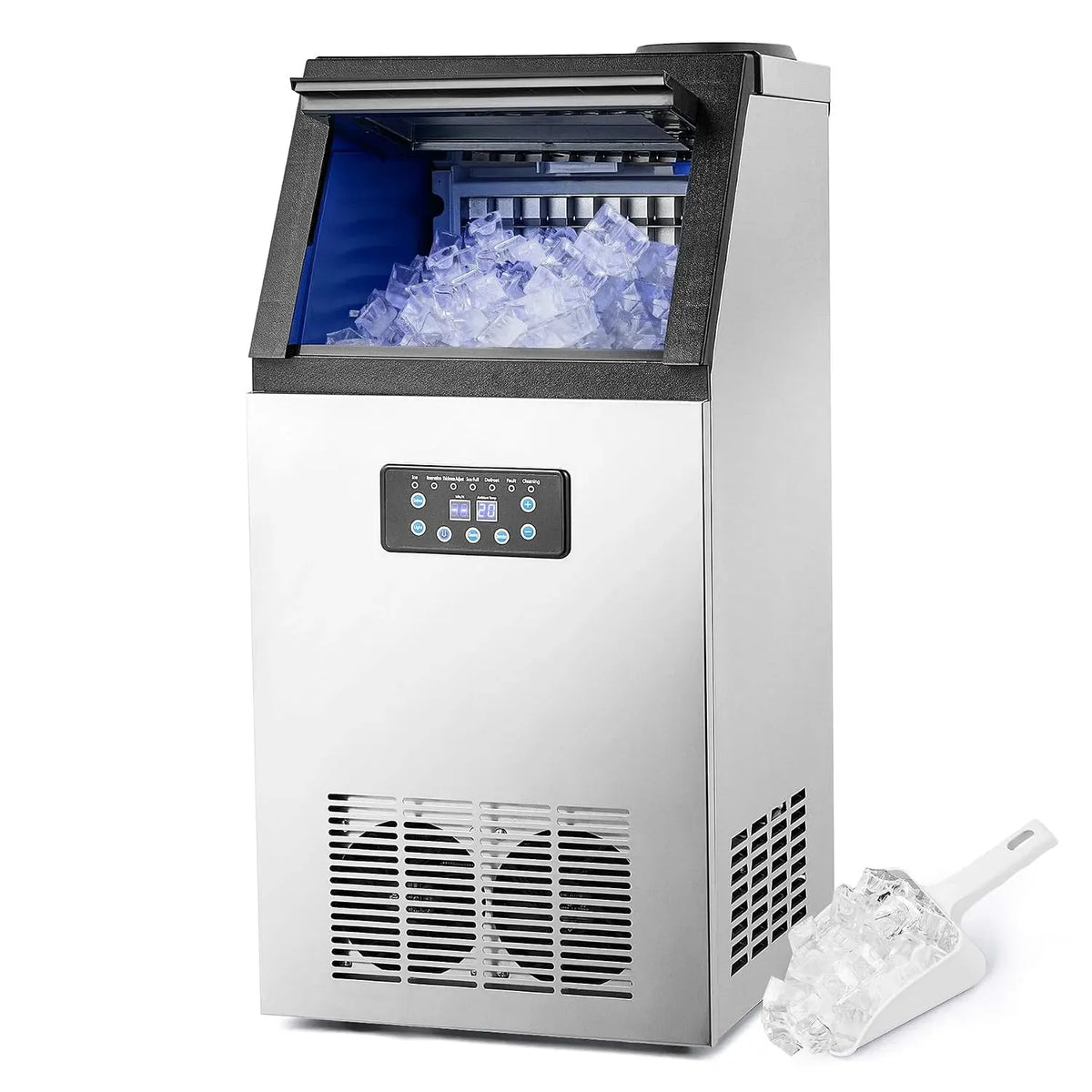 Eiswürfelmaschine, Wilprep 73kg/24H, LCD-Display, gewerblich, Restaurant, Edelstahl, Bar