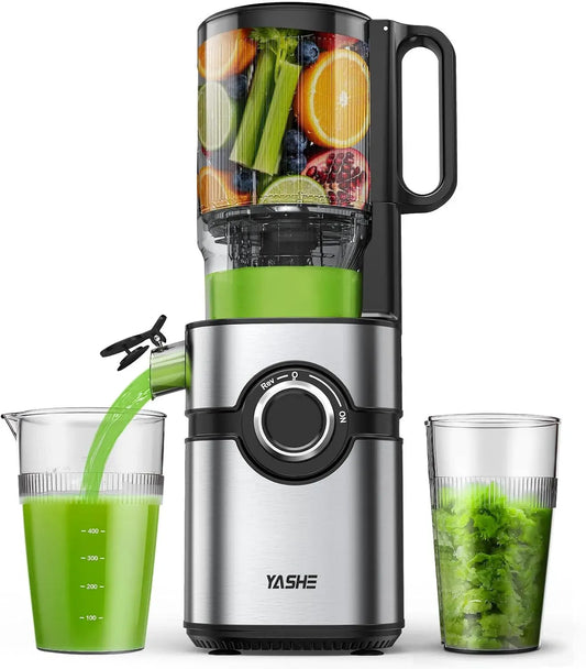 Geschirrspüler, Spülmaschine, YASHE 50RPM, USB, Schwarz, Slow Juicer Entsafter mit 127 mm Einfüllschacht, BPA-frei