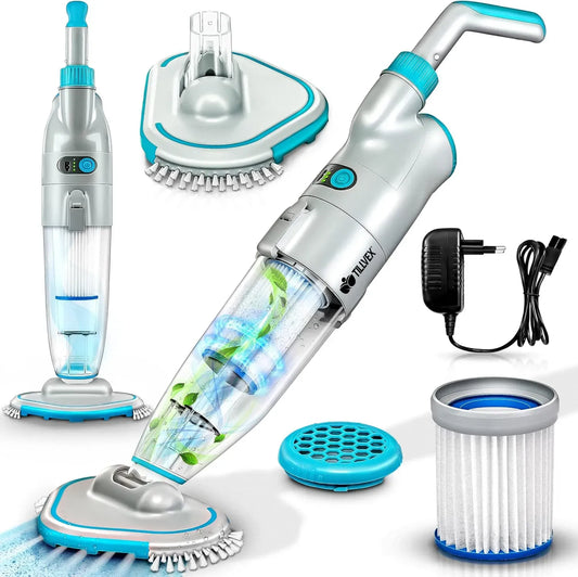 Poolsauger, Akku, Poolreiniger, kabellos, tillvex® Poolsauger mit Akku & Turbo-Modus