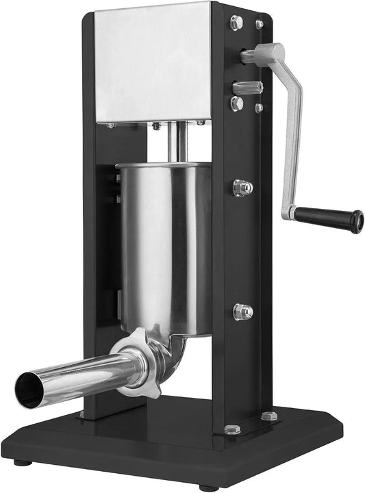 2-Gang-Getriebe Wurstfüllmaschine, Wurstmaschine, Wurstpresse, 3 L, Edelstahl, Schwarz